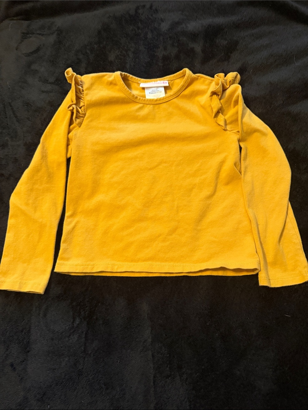 Bonnie Jean Girls' Ruffle Shoulder Long Sleeve Top - Mustard